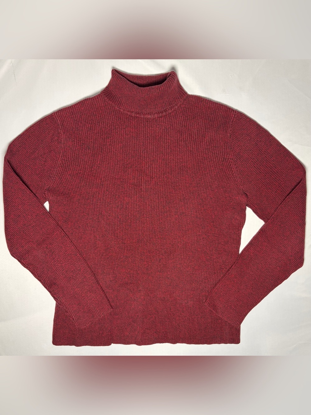 Liz & Co Ribbed Knit Turtleneck Sweater Women's XL Rich Brick Red 90s Y2K Vtg